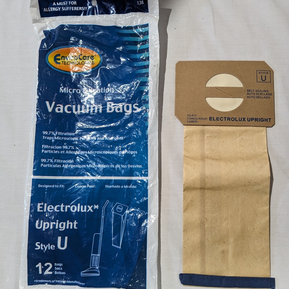 6 bags for Electrolux upright style U vacuum microfiltration for allergies